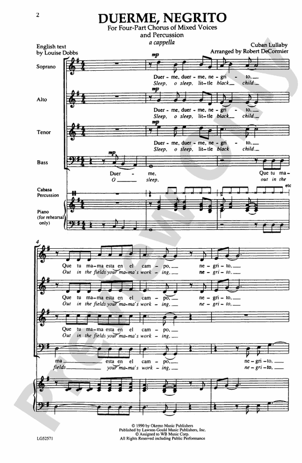 Duerme, Negrito – SATB Choral Octavo (Digital Download)