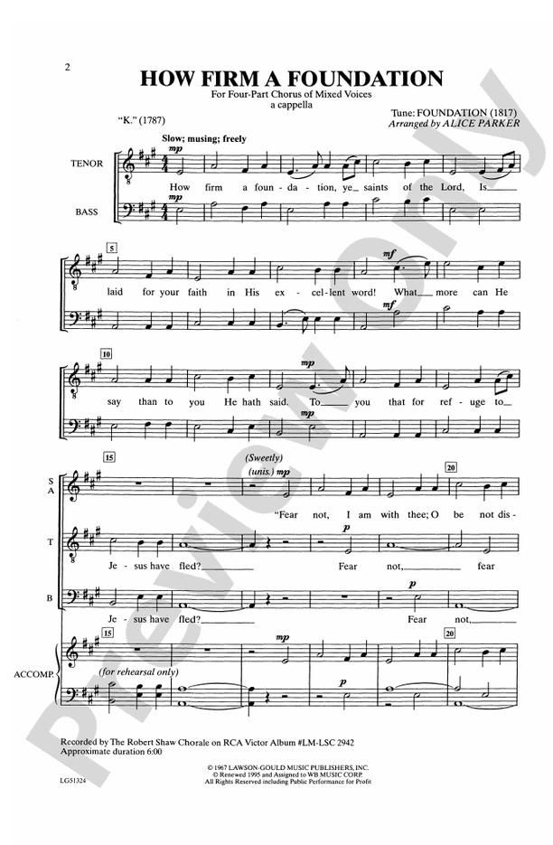 How Firm a Foundation – SATB, a cappella (Digital Download)
