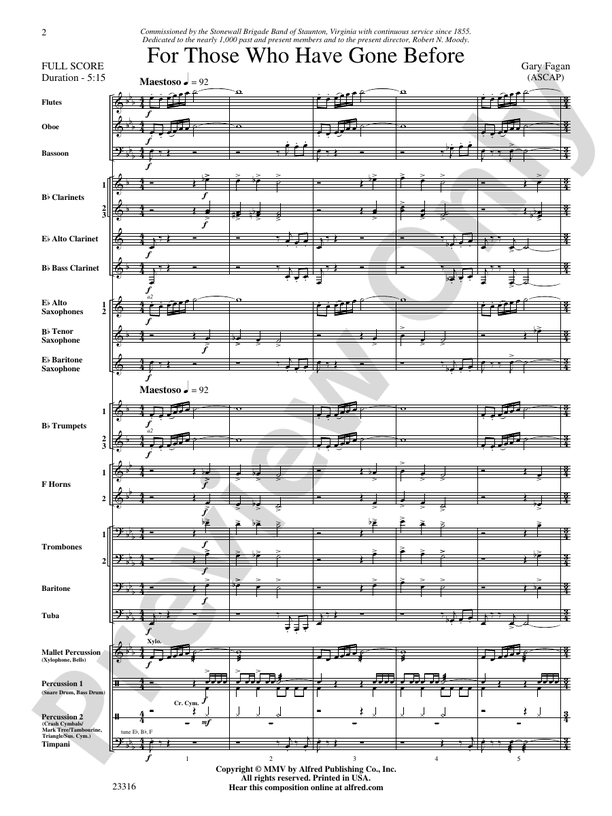 For Those Who Have Gone Before - Concert Band Conductor Score & Parts (Digital Download)