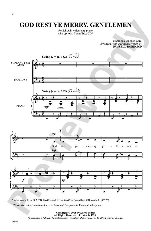 God Rest Ye Merry, Gentlemen – SSAB Choral Octavo (Digital Download)