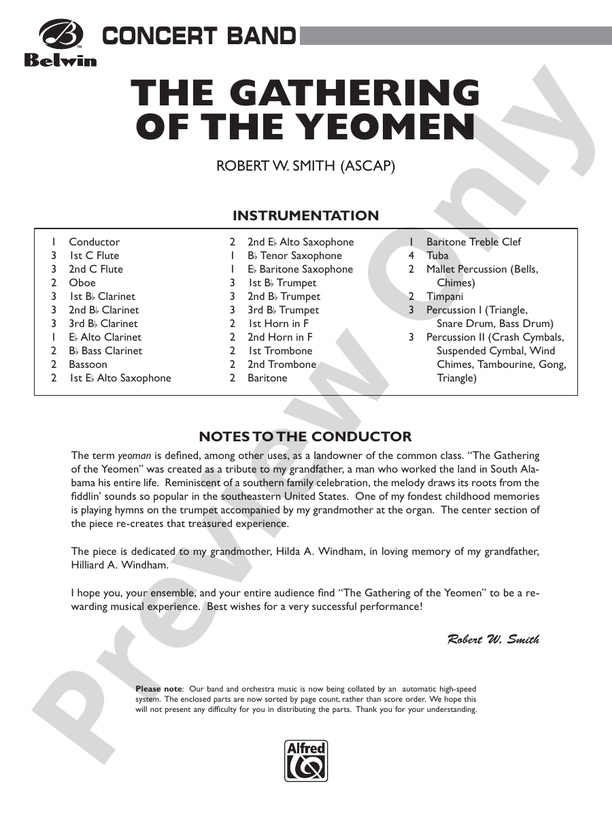 The Gathering of the Yeomen - Concert Band Conductor Score & Parts (Digital Download)