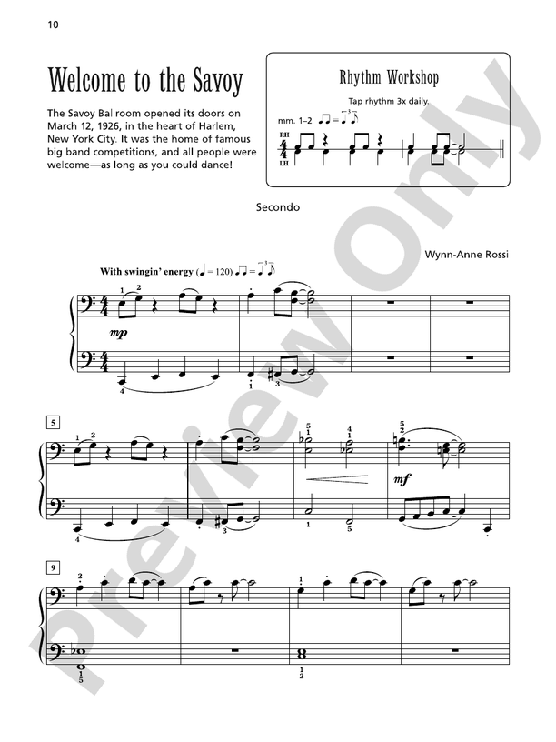 Welcome to the Savoy - 1 Piano, 4 Hands (Digital Download)