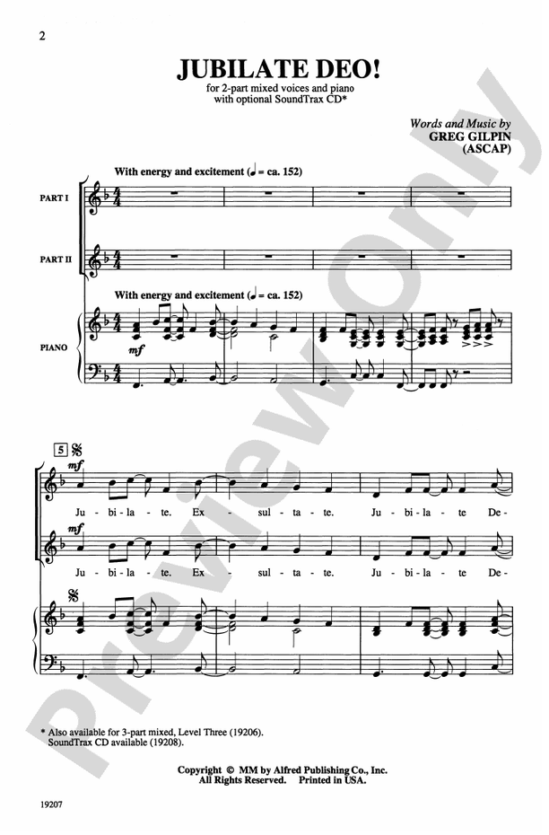 Jubilate Deo! - Arr. Greg Gilpin – 2-Part Choral Octavo (Digital Download)