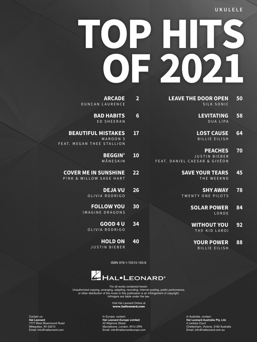 Ukulele Top Hits Of 2021 - Hal Leonard 380183