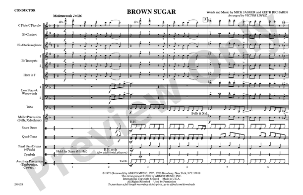 Brown Sugar – Marching Band Conductor Score & Parts (Digital Download)