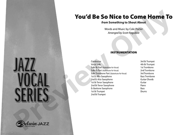 You'd Be So Nice to Come Home To (Grade 3.5) – Jazz Ensemble Conductor Score & Parts (Digital Download)