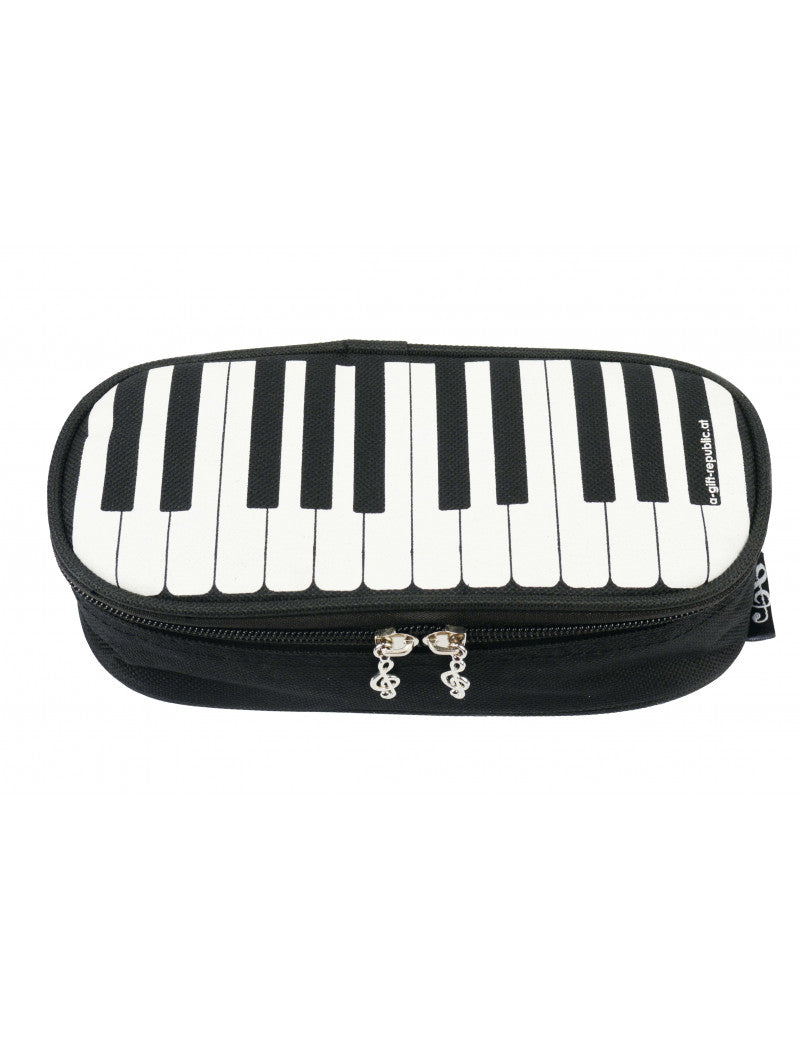 Piano Pencil Case Black with White Keyboard