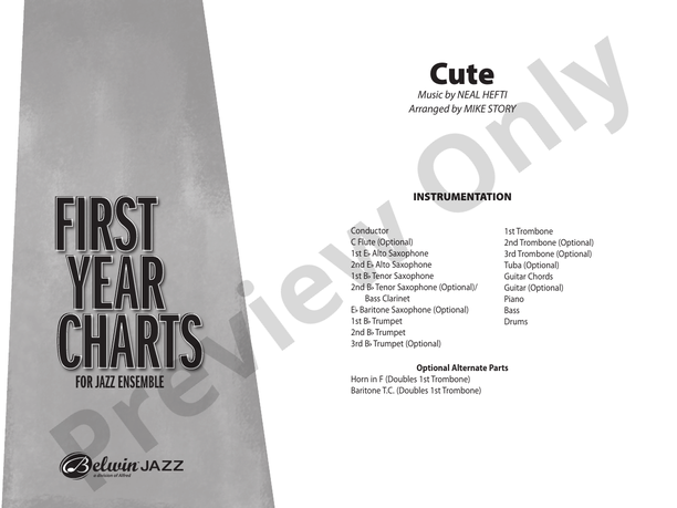 Cute (Grade 1) - Jazz Ensemble Conductor Score & Parts (Digital Download)