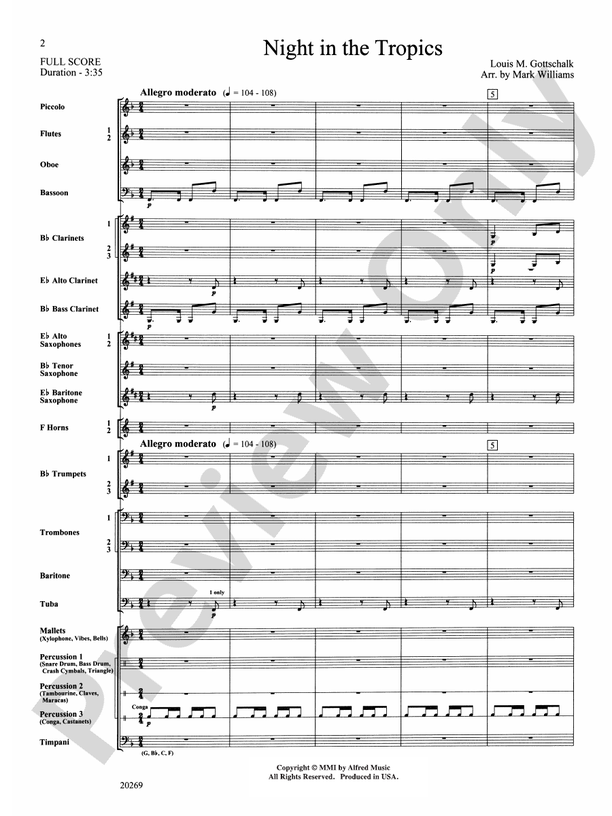 Night in the Tropics - Concert Band Conductor Score & Parts (Digital Download)