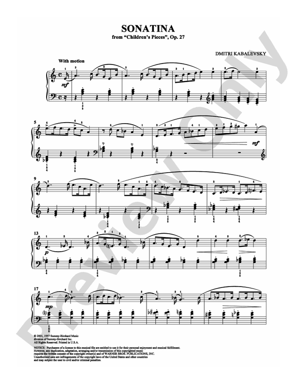 Kabalevsky - Sonatina - Piano (Digital Download)