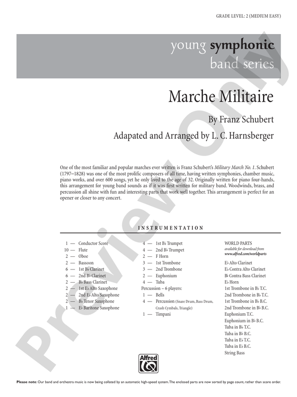 Marche Militaire - Concert Band Conductor Score & Parts (Digital Download)