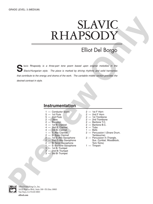 Slavic Rhapsody - Concert Band Conductor Score & Parts (Digital Download)