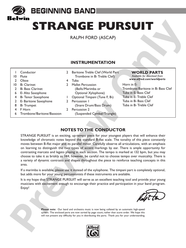 Strange Pursuit - Concert Band Conductor Score & Parts (Digital Download)