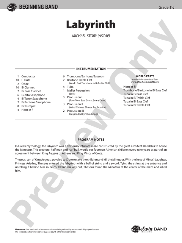 Labyrinth - Concert Band Conductor Score & Parts (Digital Download)