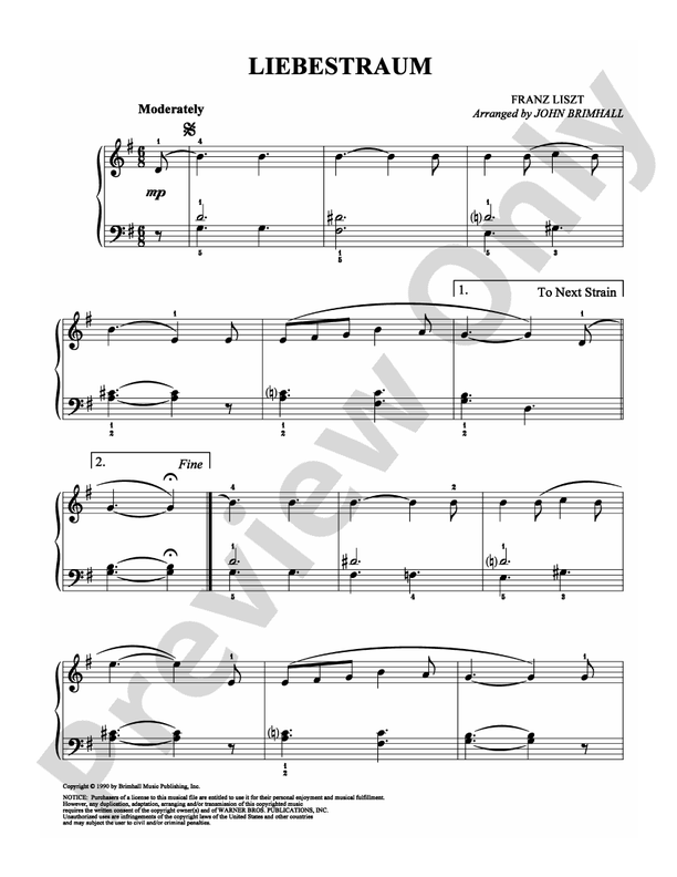 Liszt - Liebestraum - Easy Piano (Digital Download)