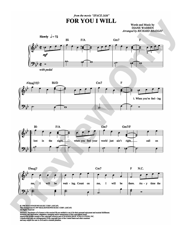 For You I Will - Arr. Richard Bradley - Easy Piano (Digital Download)