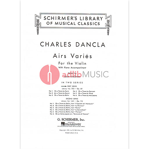 Dancla - 6 Airs Varies Op89 - Violin/Piano Accompaniment Schirmer 50256340