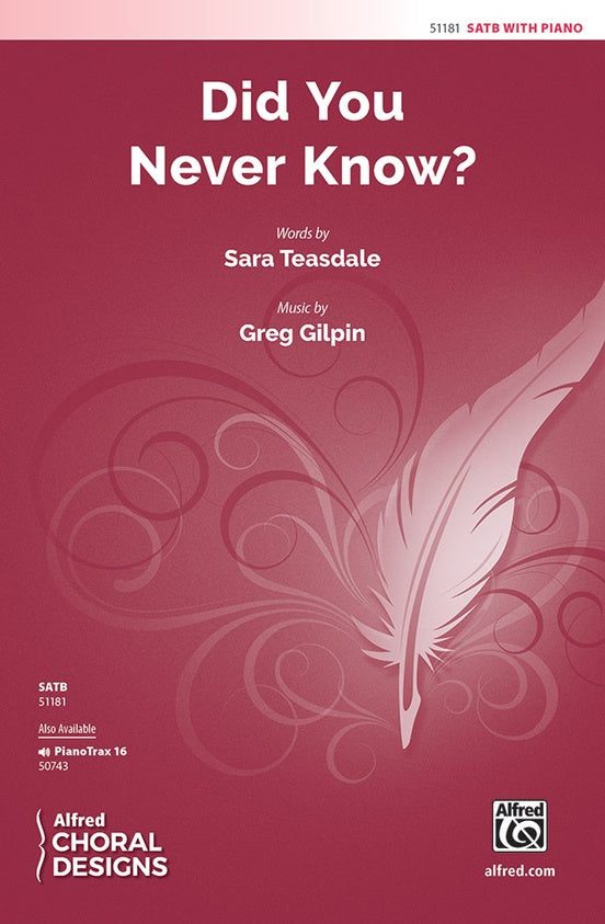 Did You Never Know? - SATB Choral Octavo (Digital Download)