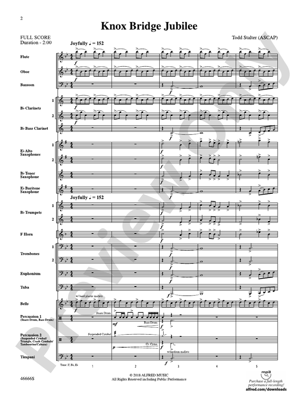 Knox Bridge Jubilee - Concert Band Conductor Score & Parts (Digital Download)