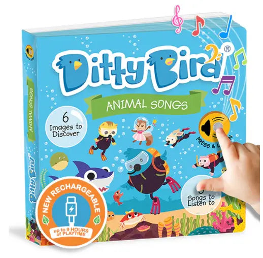 Ditty Bird 'Animal Songs' Childrens Interactive Sound Book New Rechargable Edition