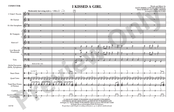 I Kissed a Girl – Marching Band Conductor Score & Parts (Digital Download)
