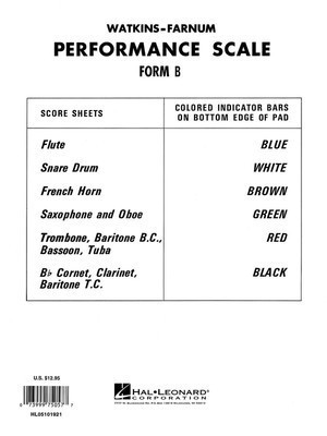 Watkins-Farnum Performance Scale - Form B Score Sheets - For All Band Instruments - Hal Leonard