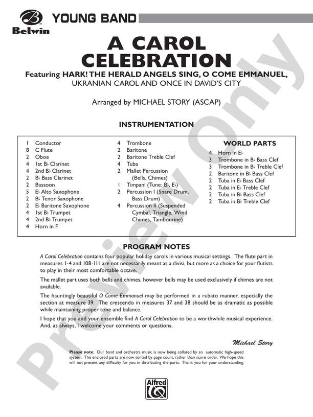 A Carol Celebration - Concert Band Conductor Score & Parts (Digital Download)