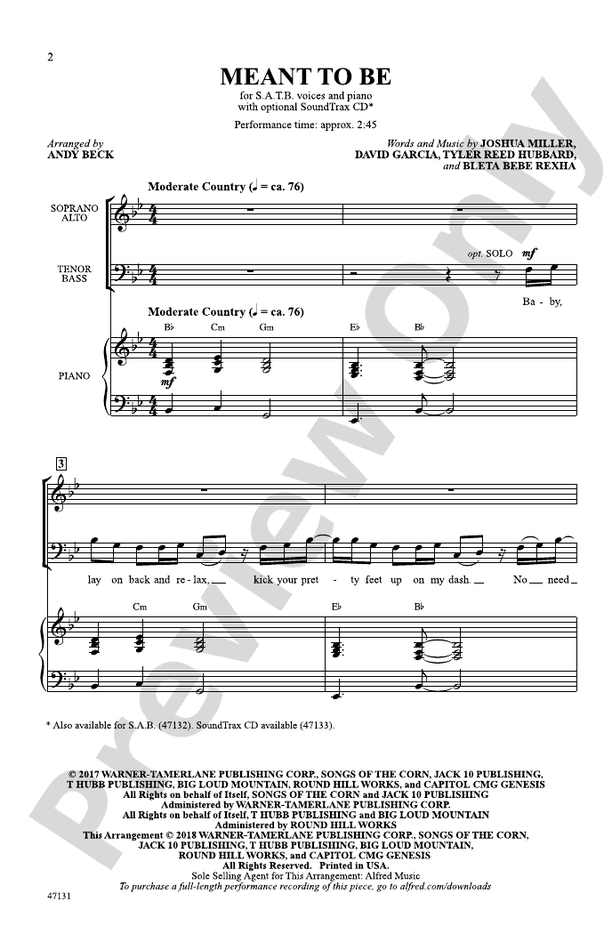 Meant to Be – SATB Choral Octavo (Digital Download)