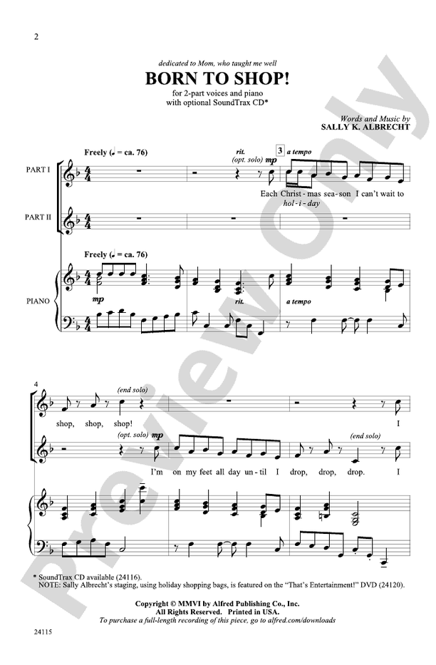 Born to Shop! – 2-Part Choral Octavo (Digital Download)