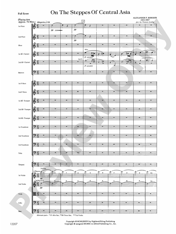 On the Steppes of Central Asia – Full Orchestra Conductor Score & Parts (Digital Download)