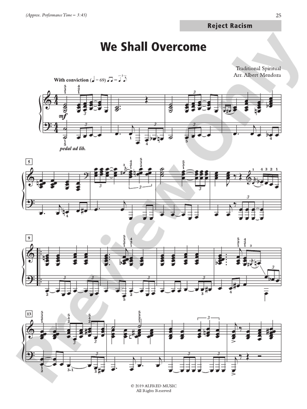 We Shall Overcome - Piano Solo (Digital Download)