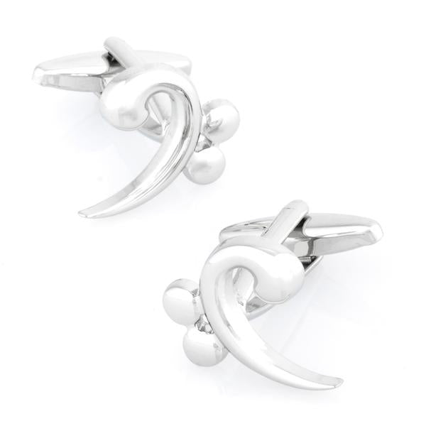 Bass Clef Cufflinks in Gift Box Rhodium-Plated Silver