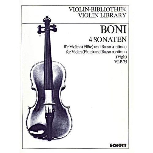 Boni - 4 Sonatas - Violin or Flute/Piano Accompaniment Schott VLB75