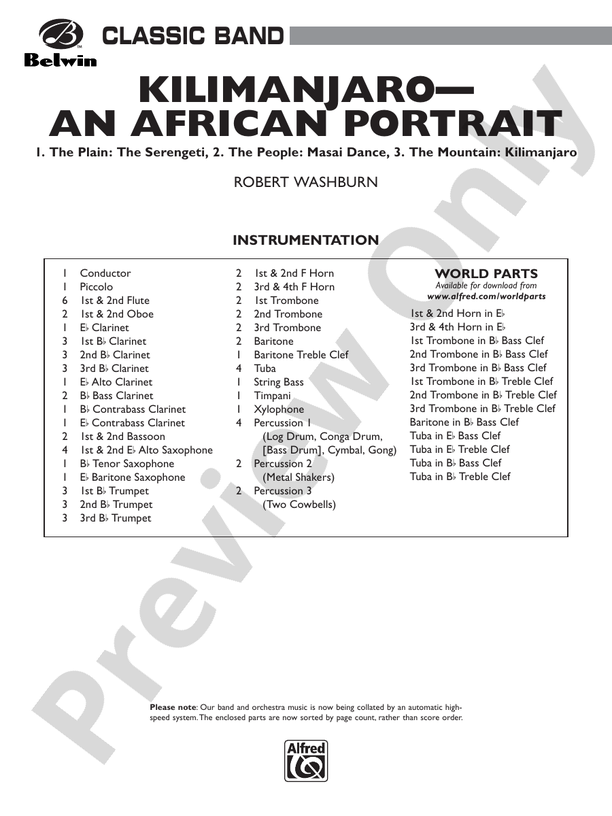 Kilimanjaro: An African Portrait - Concert Band Conductor Score & Parts (Digital Download)