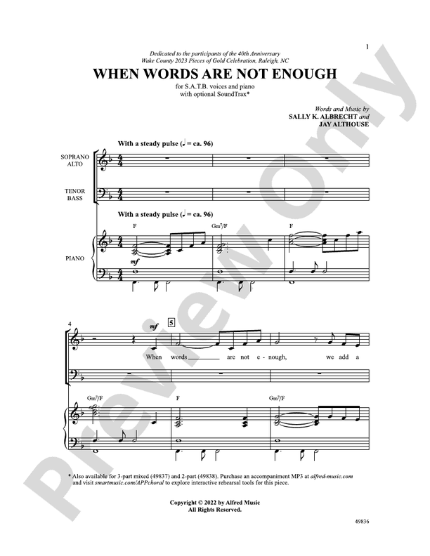 When Words Are Not Enough - SATB Choral Octavo (Digital Download)