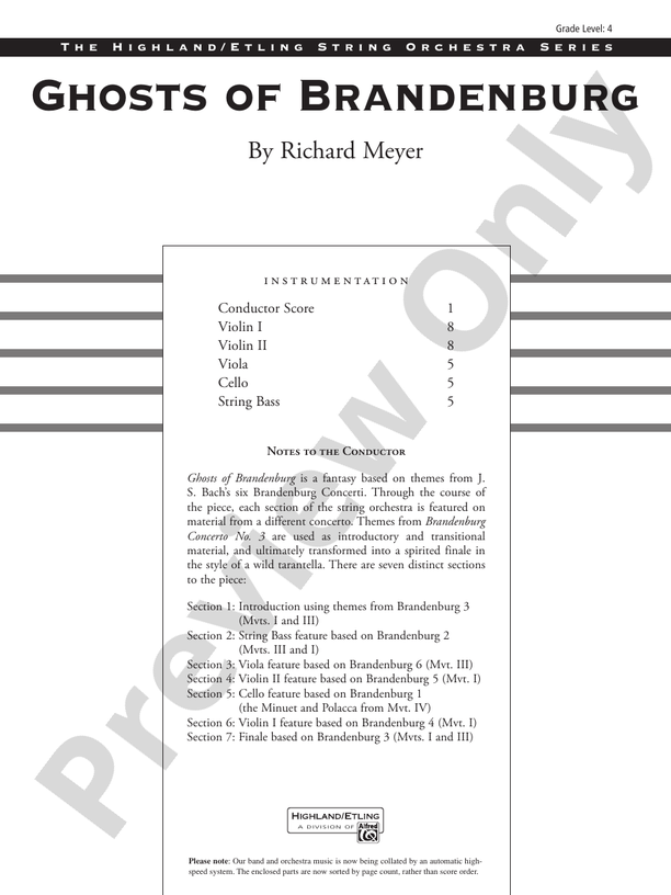 Ghosts of Brandenburg – String Orchestra Conductor Score & Parts (Digital Download)