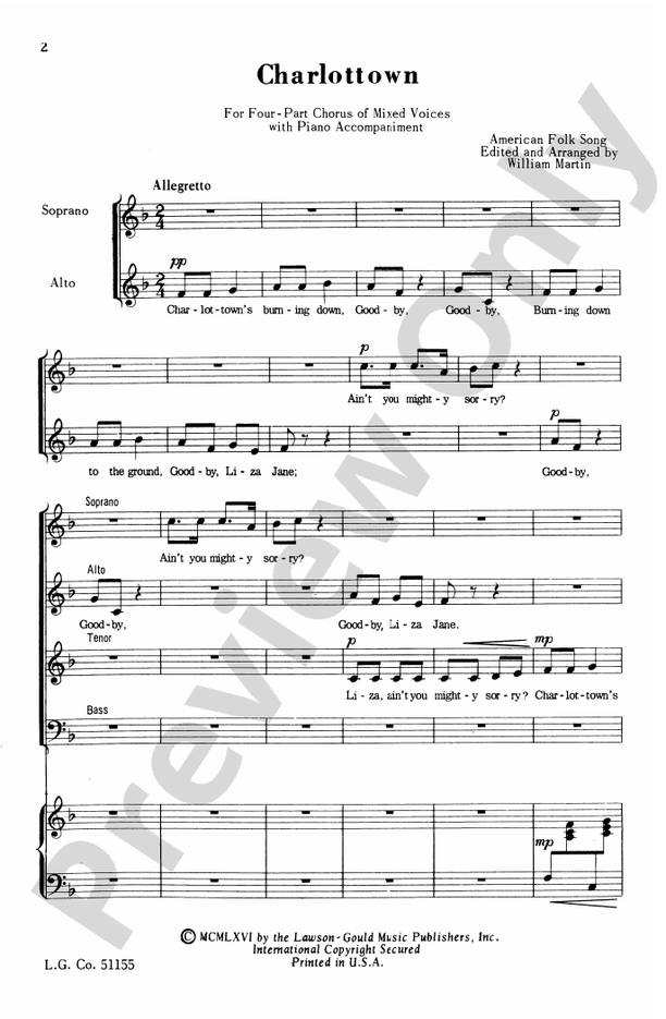Charlottown – SATB Choral Octavo (Digital Download)