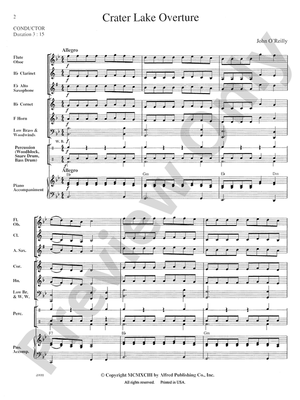 Crater Lake Overture - Concert Band Conductor Score & Parts (Digital Download)