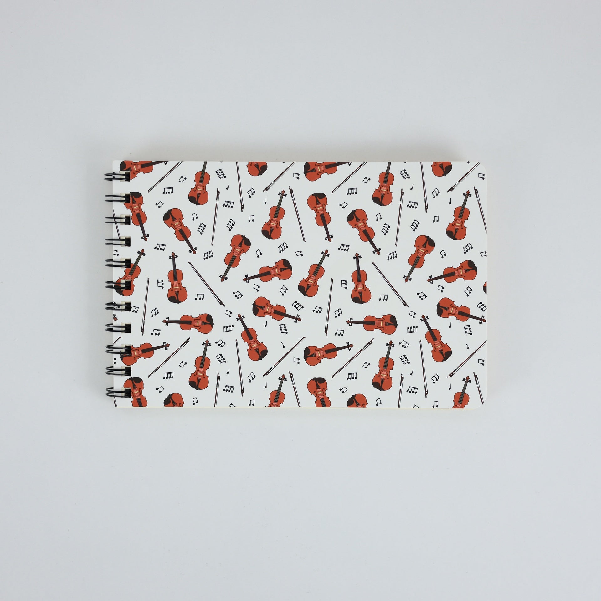 A5 Spiral Notebook White with Violins/Violas and Bows
