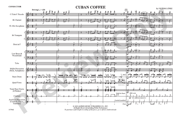 Cuban Coffee – Marching Band Conductor Score & Parts (Digital Download)