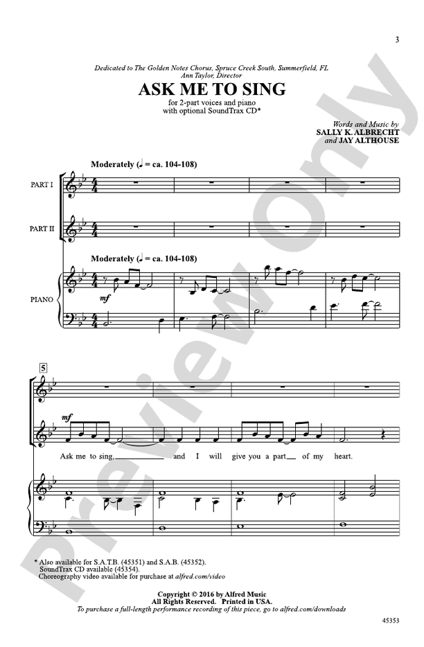 Ask Me to Sing – 2-Part Choral Octavo (Digital Download)