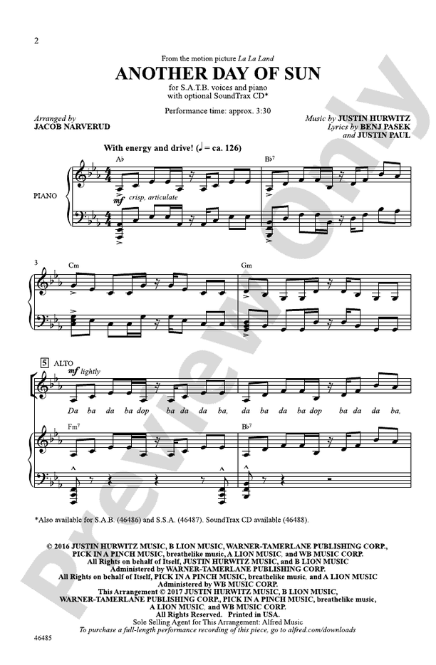Another Day of Sun – SATB Choral Octavo (Digital Download)