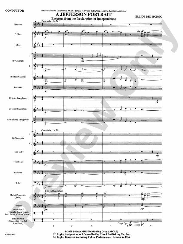 A Jefferson Portrait - Concert Band Conductor Score & Parts (Digital Download)