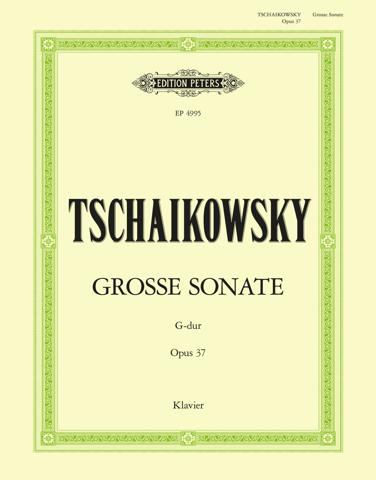 Tchaikovsky - Sonata In G Op.37 (Grand Sonata) (EP4995) - Piano Solo (Digital Download)