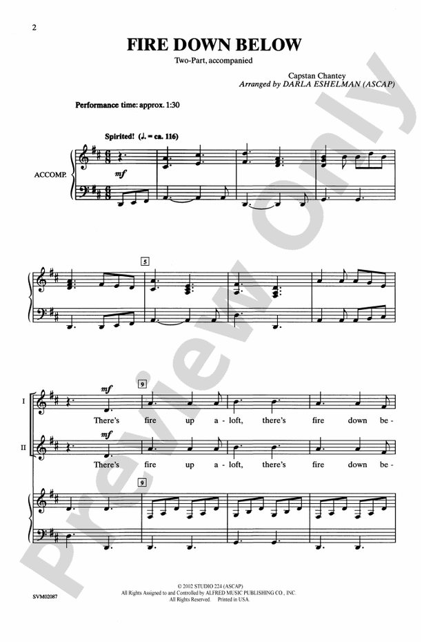Fire Down Below – 2-Part Choral Octavo (Digital Download)