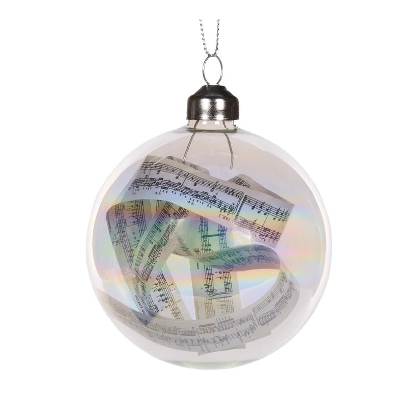 Christmas Decoration Irridescent Music Glass Bauble