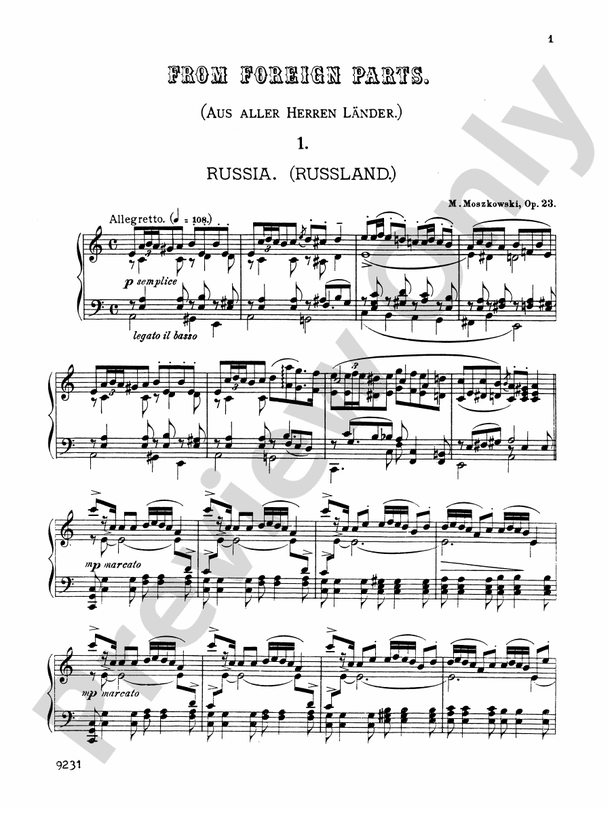 Moszkowski - From Foreign Parts, Op. 23 - Piano Solo (Digital Download)
