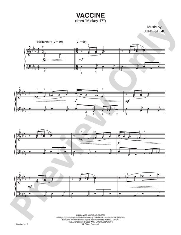 Vaccine (from "Mickey 17") - Easy Piano (Digital Download)