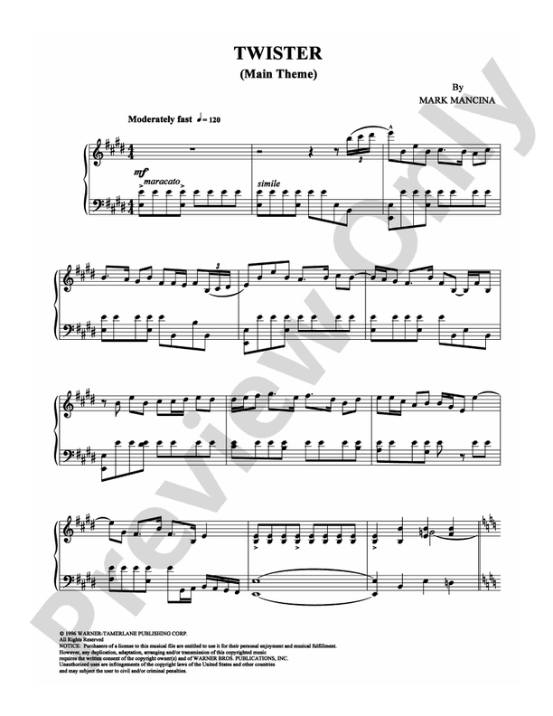 Twister (Main Theme) - Piano (Digital Download)