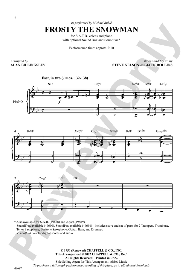 Frosty the Snowman - SATB Choral Octavo (Digital Download)